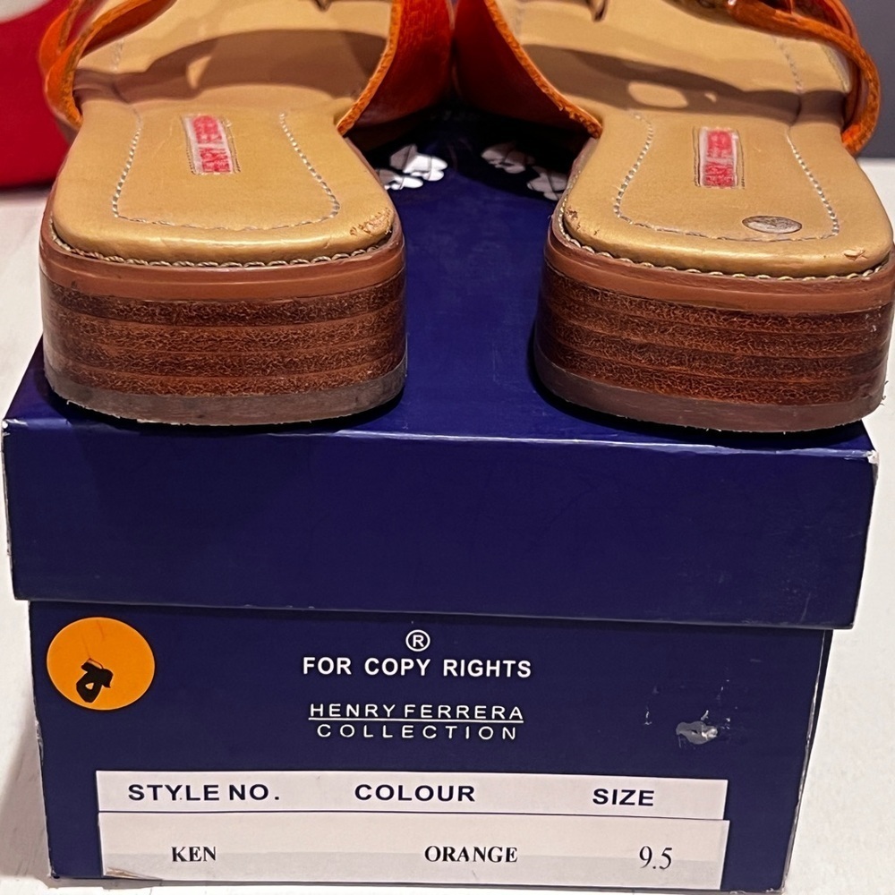 Henry Ferrera Orange Slide Sandals - Picture 4 of 9